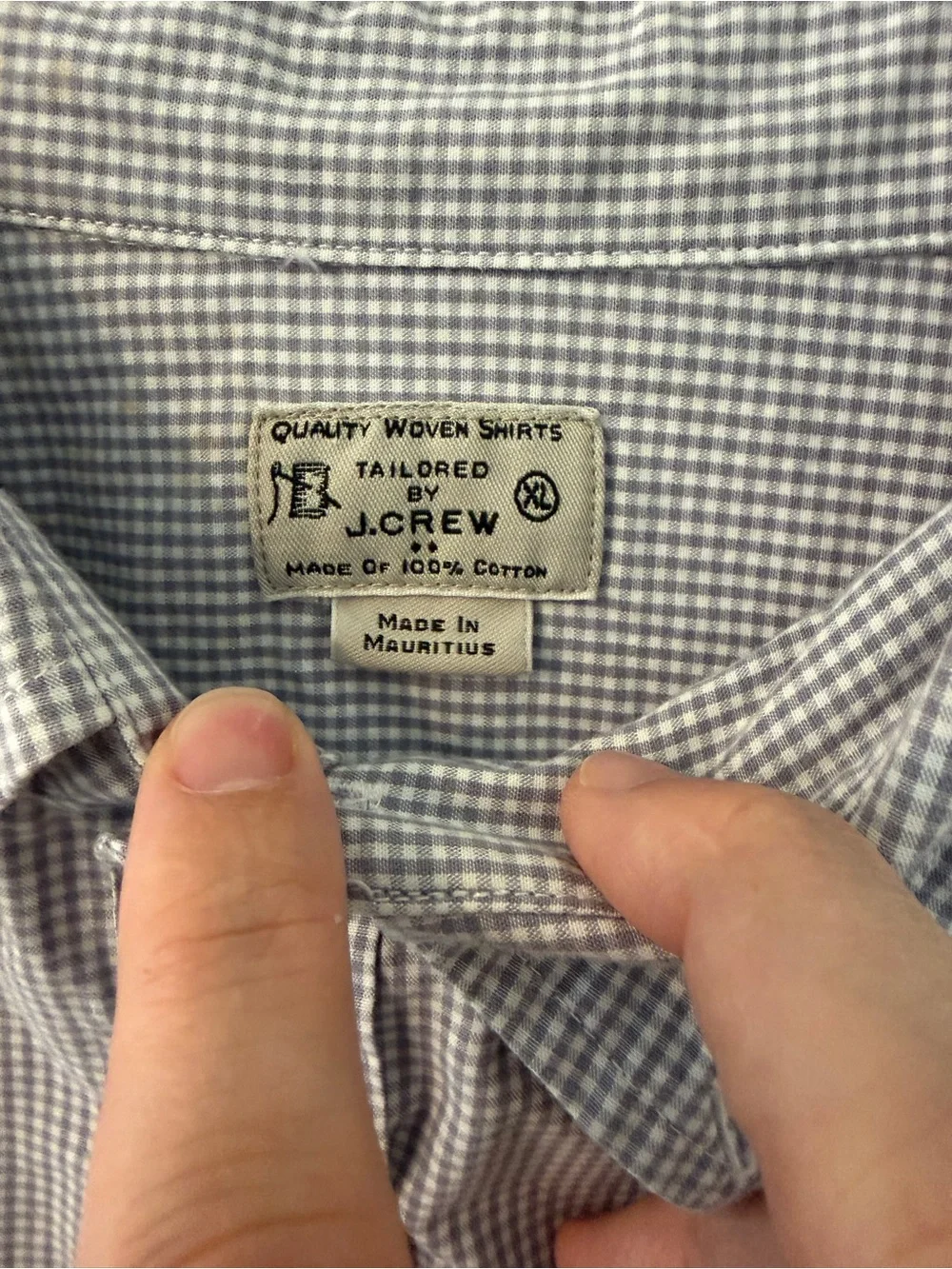 J. Crew Men's Long-Sleeve Micro-Check Shirt in Blue and White